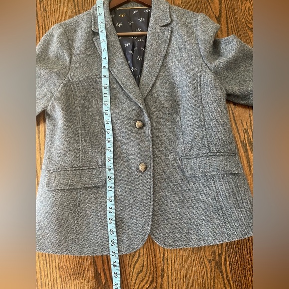 Talbots Blue Herringbone Blazer Size L/XL Wool Blend Jacket Horses Liner Academi - Picture 9 of 10